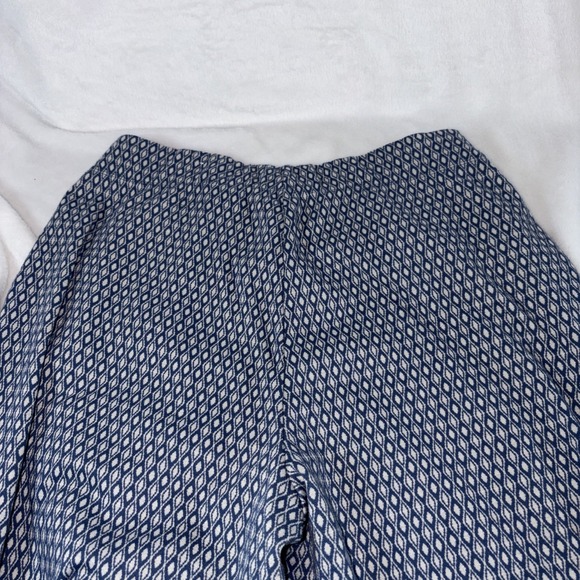 Max Studio XL Wide Leg Pants Blue/White Geo Print Stretchy Knit Pull On Office - Picture 8 of 11